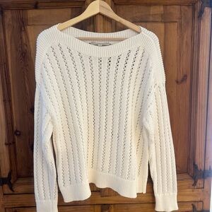 LOFT Women's White Knit Sweater XL